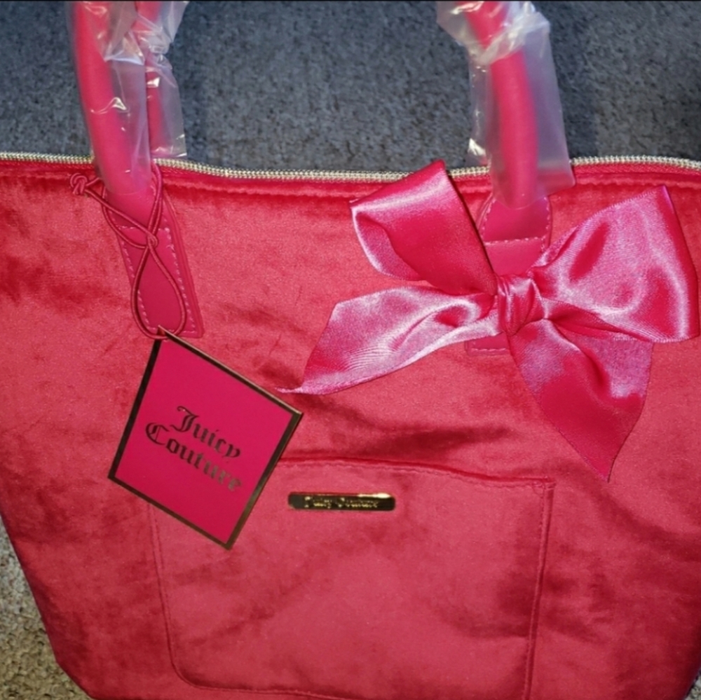 Juicy Couture hot pink velvet bag tote or shoulder - Picture 6 of 8